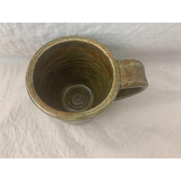 Brown / Green Stoneware Coffee Mug - 3.5" Tall - Picture 3 of 7